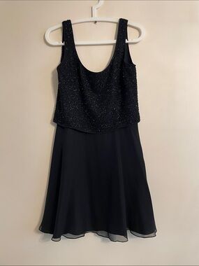 Bieff Basix Black Beaded Silk Dress Size 10